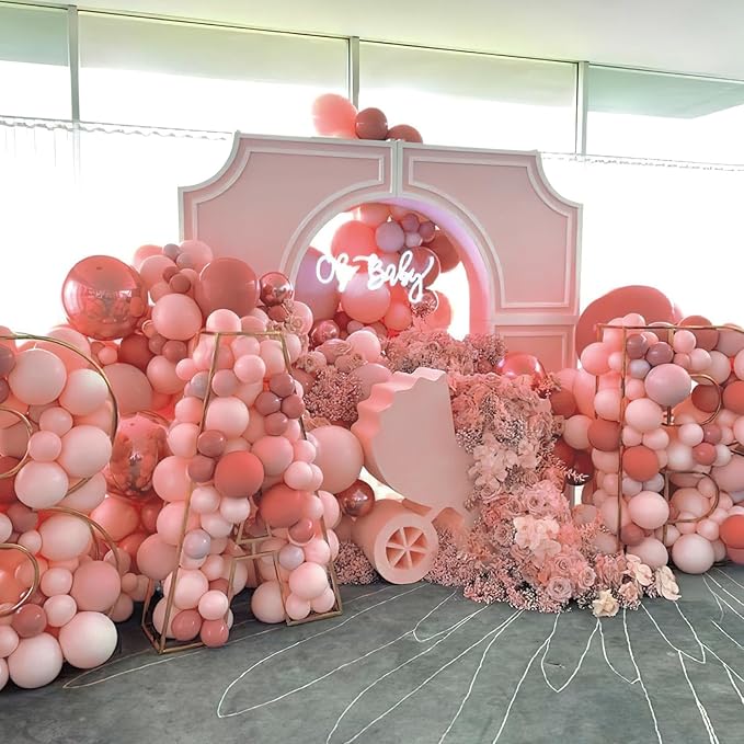 PartyWoo Dusty Pink Balloons 100 pcs Different Sizes of 36 18 12 10 5 Inch Blush Pink Dusty Rose Balloon Arch Kit Garland for Baby Shower Boho Theme Princess Birthday Party Decorations Pink-F01