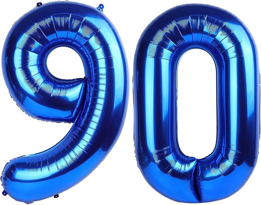 Giant Navy Blue 90 Balloon Number 40 Inch, 90 Number Balloons Birthday Supplies, 90 Year Old Birthday Party Celebration, 90 Balloons Graduations Anniversary Decorations
