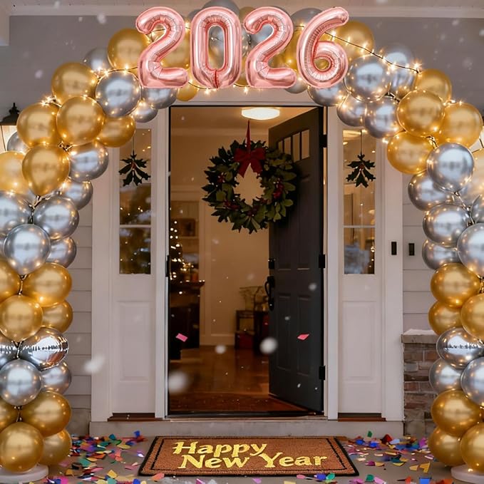 Rose Gold 2026 Balloons New Years Balloons 2026 Balloon Nnumbers for Happy New Year Decorations 2026 Signs Graduation Anniversary Balloons Decor