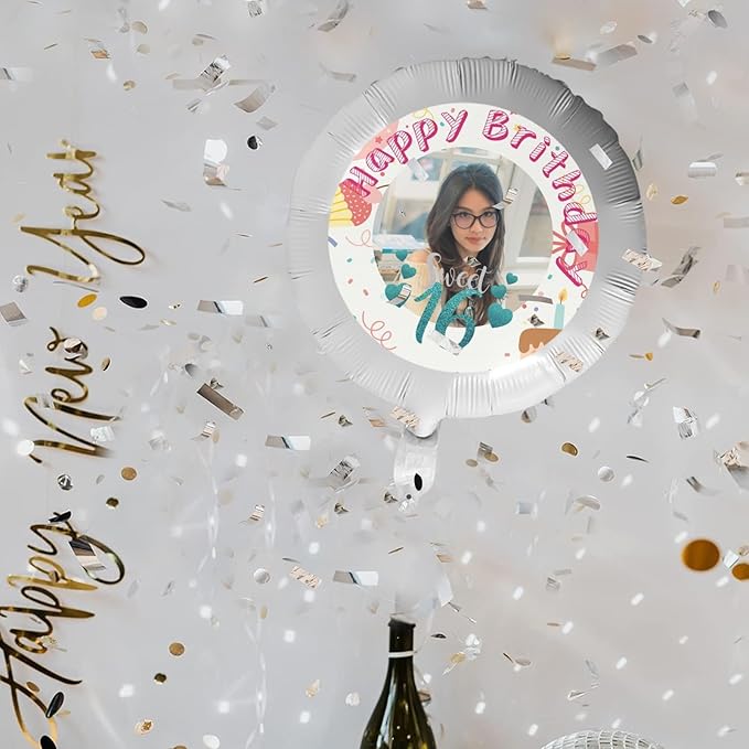 Custom Balloons Photo Text Party Personalized Picture Balloons with logo Names Balloons First Birthday, Birthday Party, 16 years old Party, Christmas Party Balloon With Stand and Pump
