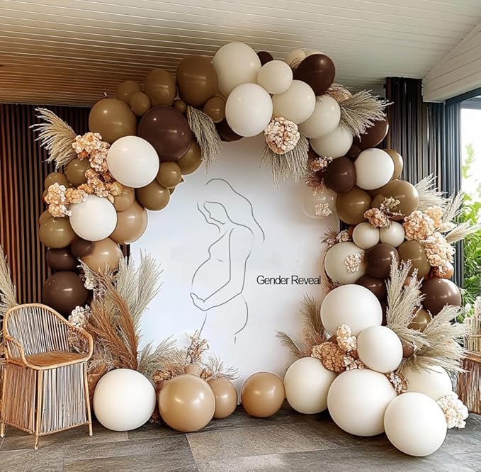 Brown Nude Balloon Arch Kit - Double Stuffed Neutral Blush White Sand Balloon Garland Latex Coffee Tan Cream Color for Baby Shower Birthday Fall Boho Woodland Bear Wedding Thanksgivng Party Decor
