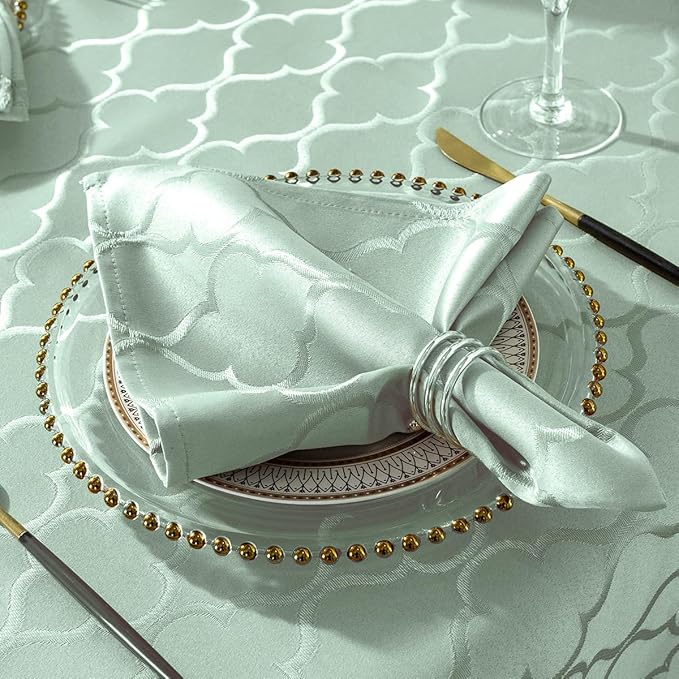 SASTYBALE Jacquard Cloth Napkins 20 x 20 Inch Flower Pattern 4 Pieces Solid Washable Comfortable for Restaurant Family Dinners Weddings Parties and Banquets(Square, 20 inch x 20 inch,Sage Green)