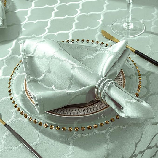 SASTYBALE Jacquard Cloth Napkins 20 x 20 Inch Flower Pattern 4 Pieces Solid Washable Comfortable for Restaurant Family Dinners Weddings Parties and Banquets(Square, 20 inch x 20 inch,Sage Green)