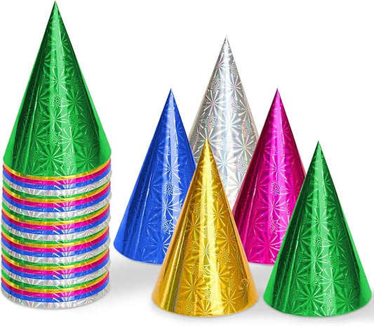 Birthday Party Hat Party Cone Hat,50 Pack Glitter Birthday Party Cone Hats Art Craft Caps Birthday Party Hats Party Hat for Kids Adults Pets (5.5 x 7.87 In)