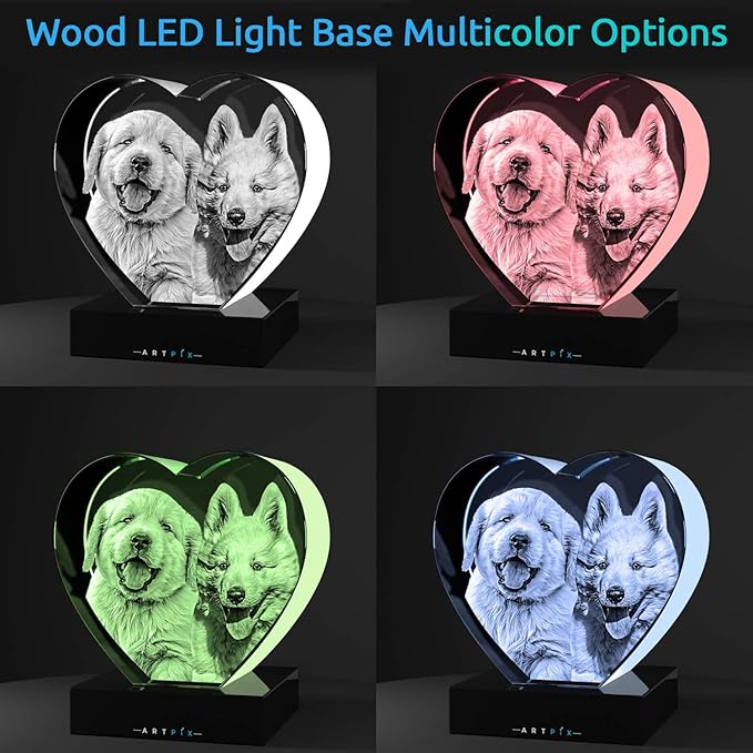 ArtPix 3D Premium Crystal Photo, Personalized Gifts for Women, Wife, Men, Mom, Father, Her, Him, Dad, Grandpa, Great Customized Gift with Your Own Photo, Custom Glass 3D Laser Etched Picture Wedding