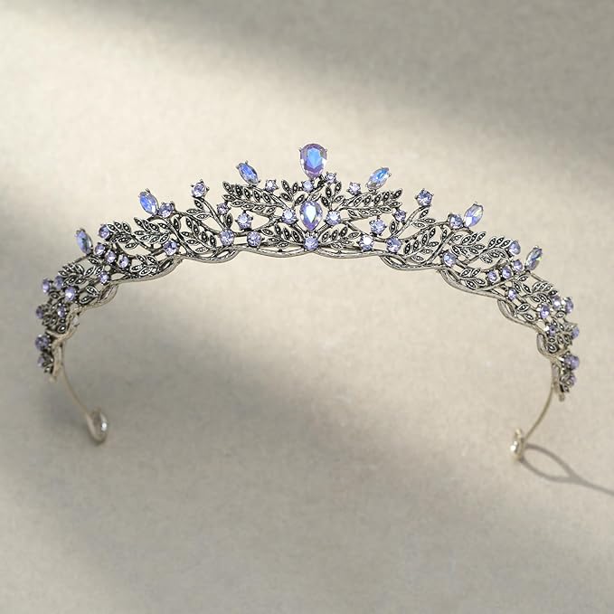 SWEETV Gold Princess Tiaras for Women Girls, Queen Crowns Tiaras Adult Headband for Bride Wedding Bridal Birthday Quinceanera Pageant Party Prom,Halloween Costume Cosplay Accessories Christmas Gift, Purple