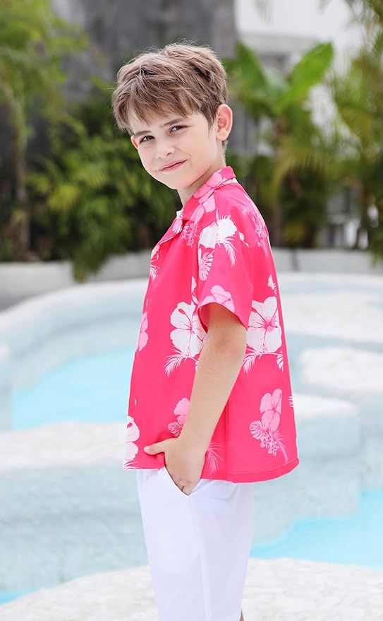 Cromoncent Matching Hawaiian Outfits for Family, Dad and Son Matching Luau Beach Tropical Shirts Mommy Daughter Tropical Sets