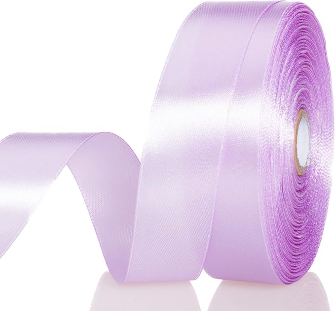 1 Inch Lilac Solid Satin Ribbon, 50 Yards Craft Fabric Ribbon for Gift Wrapping Floral Bouquets Wedding Party Decoration