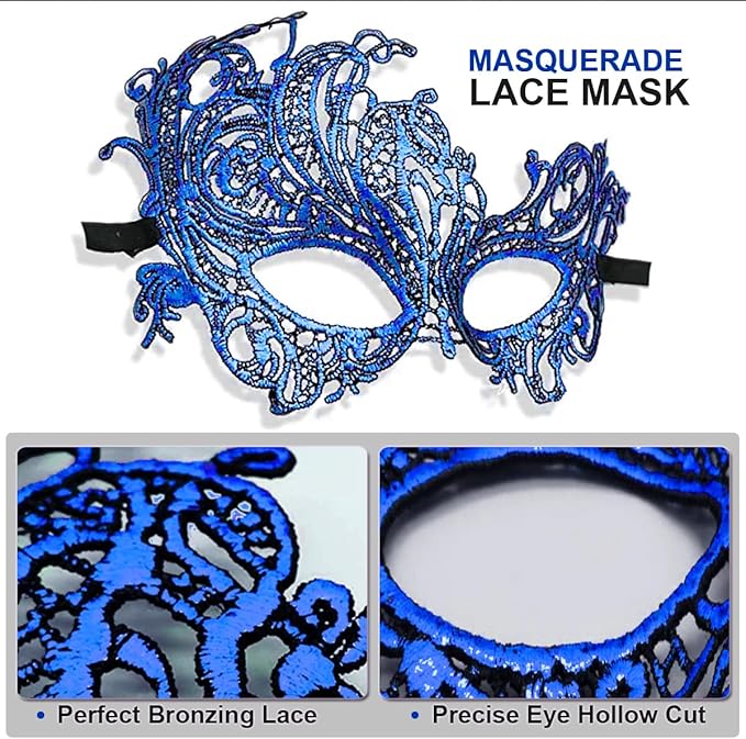 Masquerade Masks for Women Men Couple Lace Eye Mask for Venetian Carnival Halloween Party Ball Prom Costume Mardi Gras