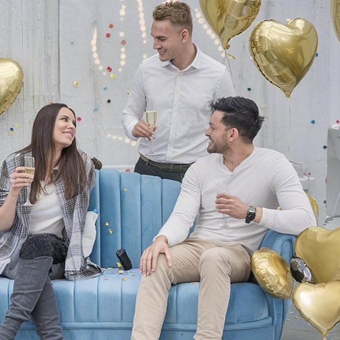 Champagne Gold Heart Balloons, 18 Inch Pastel Gold Heart Shaped Balloon, 12PCS Large Pastel Yellow Helium Foil Love Romantic Balloon for Marriage Wedding Bridal Engagement Party Anniversary Decoration