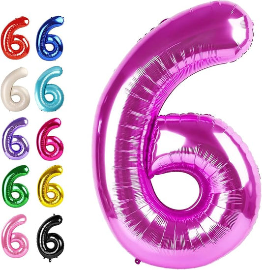 2026 Rosy Purple 40 Inch Mylar Foil Number 6 Balloon, Birthday Balloons for 6 16 Boy Girl Party Decorations Supplies,Rosy Purple Big Helium Balloon Numbers for 26 36 46 60 Men Women Anniversary