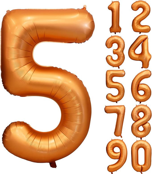 40 inch Orange Number Balloon Giant Foil Helium Balloons for 5th Birthday Party Decorations