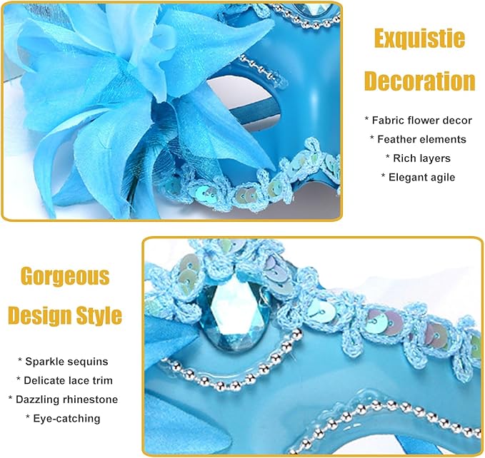 Masquerade Mask for Women Venetian Halloween Carnival Masks for Party Prom Ball