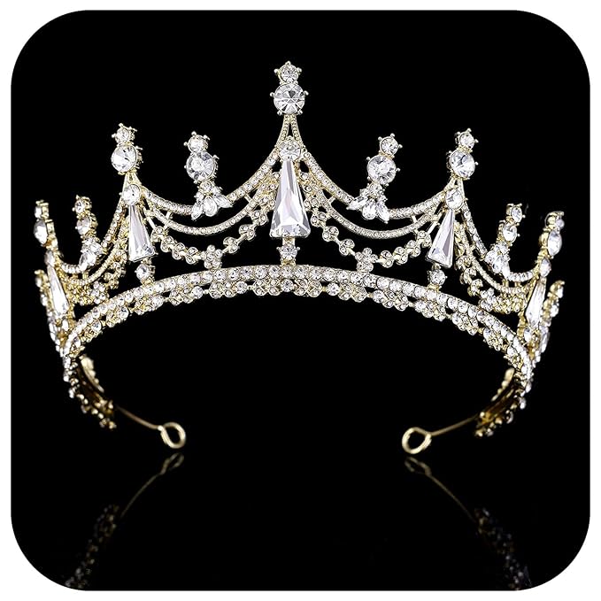 Crystal Princess Queen Tiara - Birthday Rhinestone Crowns Headband for Women Wedding Halloween Prom Pageant Party Coming of Age Ceremony Photo Props （HG608-G White）