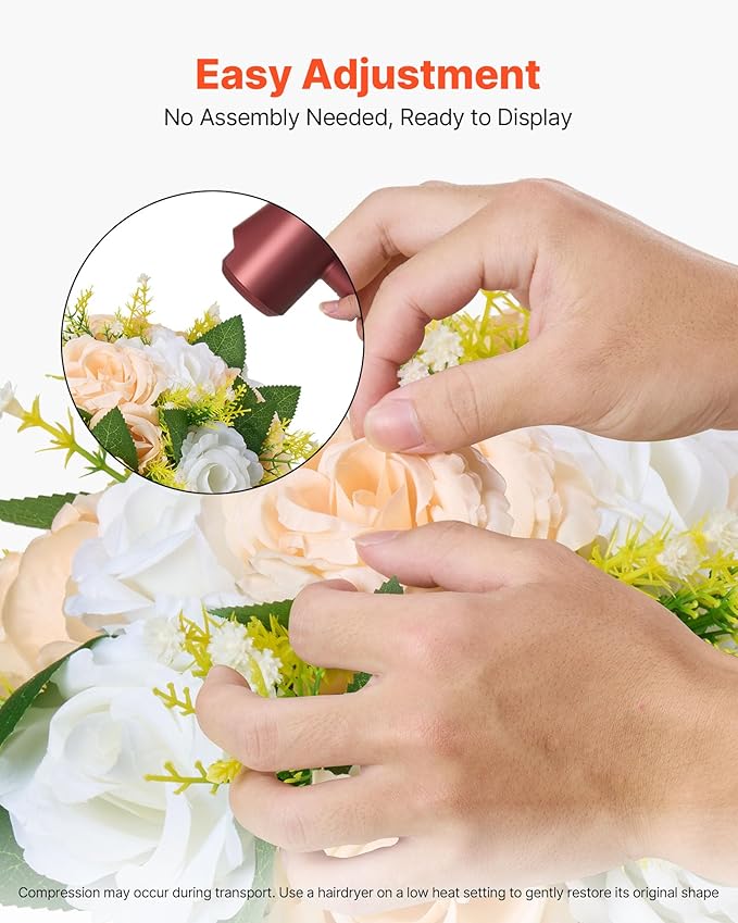 VEVOR Flower Ball Arrangement Bouquet 10 PCS, 9.5-Inch Diameter Artificial Flower Balls Wedding Table Centerpieces, Rose Arrangements for Wedding Centerpiece Home Decoration, Champagne & White Roses