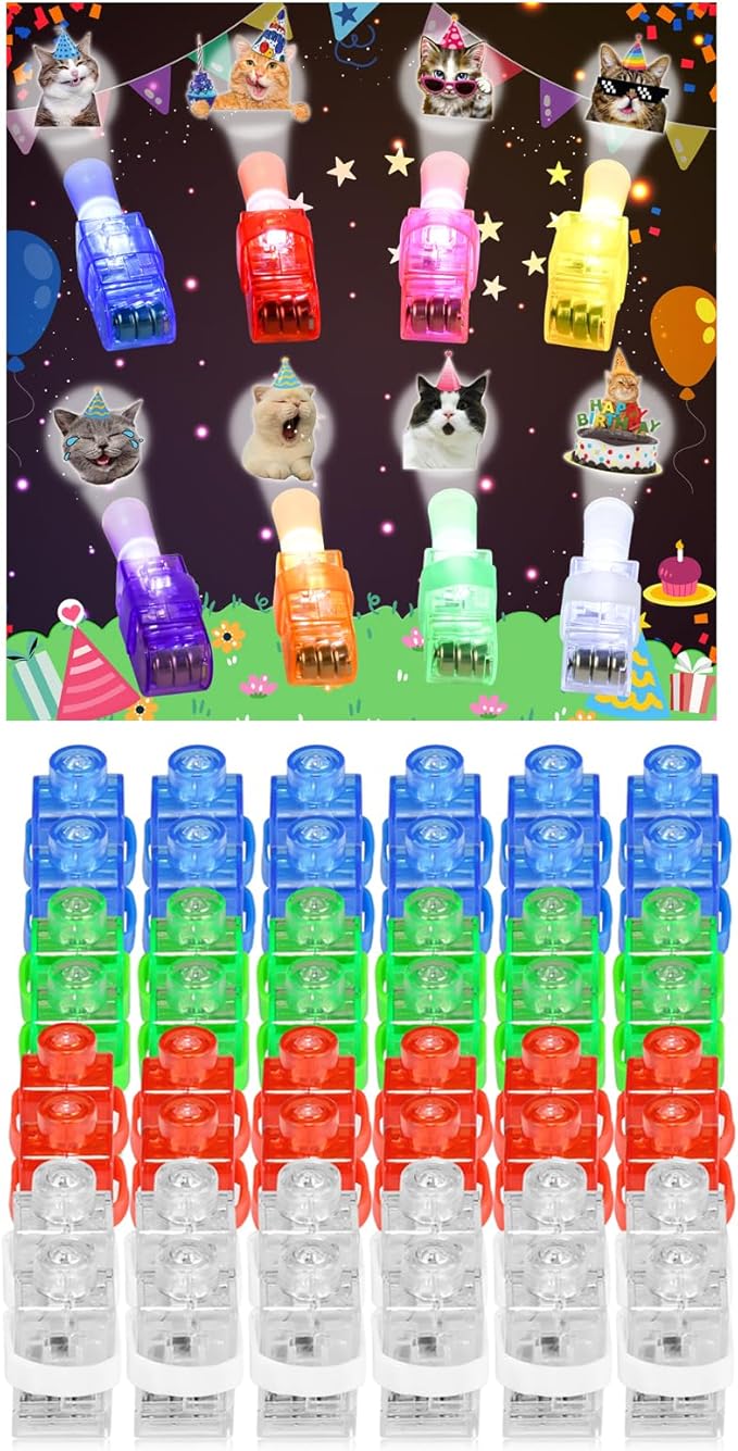 CALIFORNIA CADE ELECTRONIC 98Pcs Finger Lights, Cat Birthday Theme Party Favor Led Finger Flashlights for Kids