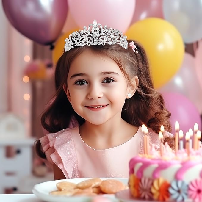 Schmoopy Tiara Crown for Women, Crystal Tiara for Bridal Prom Queen Birthday Birthday Party (A-Silver)