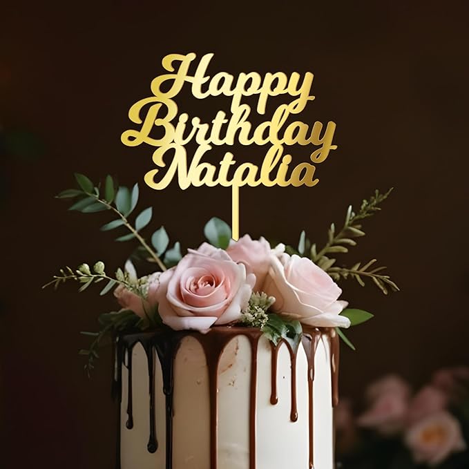 Birthday Cake Topper Custom Name Cake Decoration Personalized Acrylic Happy Birthday Cake Topper (Milkshake)