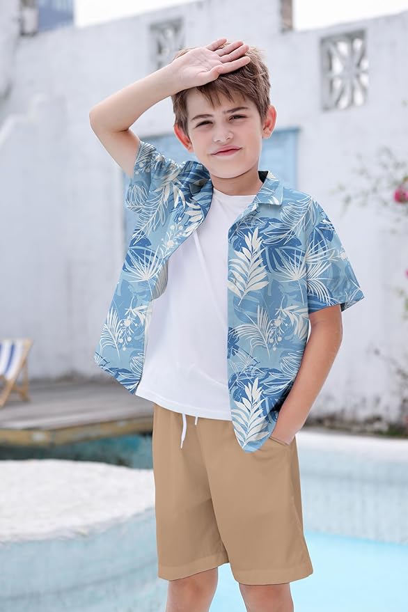 Cromoncent Matching Hawaiian Outfits for Family, Dad and Son Matching Luau Beach Tropical Shirts Mommy Daughter Tropical Sets