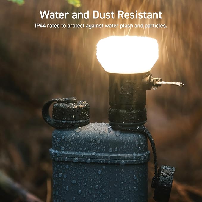 NESTOUT Rugged Outdoor Camping LED Lantern w/ Mini Tripod, Dimmable USB Powered Soft LED Light, IP44 Water Dust Resistant, 10-350 Lumen, Portable Lamp for Power Bank EDC Travel, LAMP-1 (Beige)