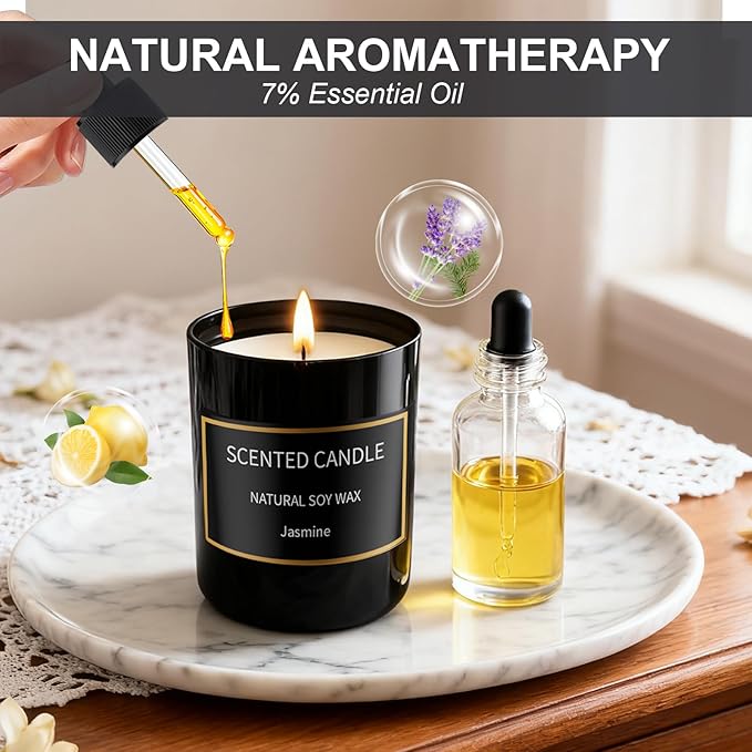 8 Pack Scented Candles Set for Men&Women, Aromatherapy Soy Candles for Home Scented, Holiday Candles Black Mens Candle Gift Set for Christmas, Birthday, Anniversary