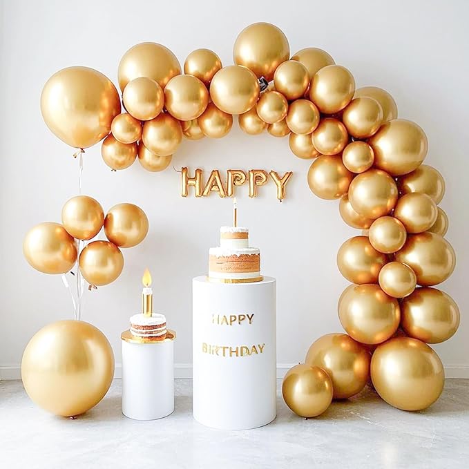 Metallic Gold Balloons 145 pcs Gold Metallic Balloon Arch Kit Different Sizes of 18 12 10 5 Inch Gold Balloons for Balloon Garland Kit or Balloon Arch as Birthday Party Decorations