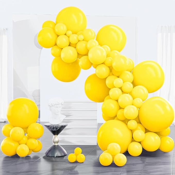 PartyWoo Yellow Balloons 100 pcs Different Sizes of 18 12 10 5 Inch Light Yellow Balloon Arch Kit Garland for Easter Bee Baby Shower Engagement Sunflower Birthday Graduation Decorations Yellow-Y55
