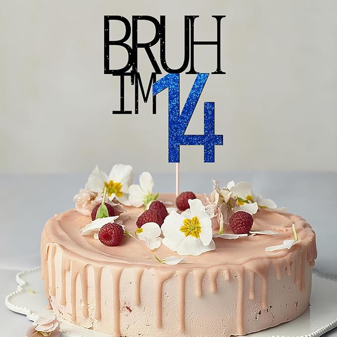 Bruh I'm 13 Cake Topper - Bro I'm 13, Happy Sweet 13 Ornament for Boys' 13th Birthday Party Supplies (blue 13)