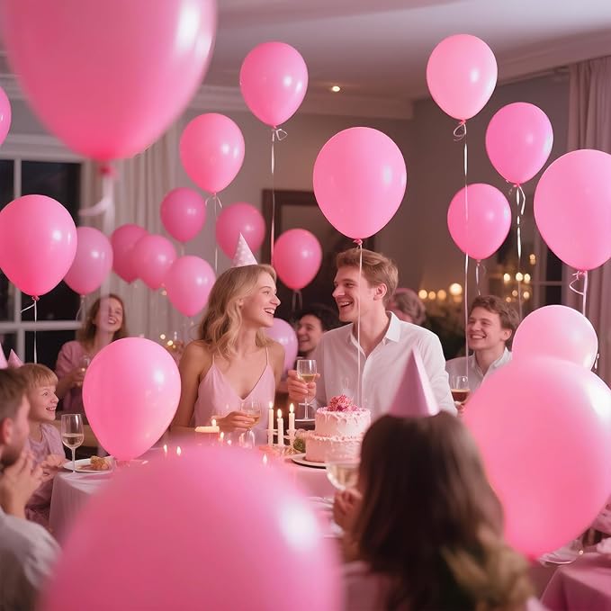 KAWKALSH Pink Balloon 110pcs,12 Inch Thickened Latex Party Balloons Helium Bright Color for Birthday Baby Shower Wedding Party Supplies Arch Garland Decoration