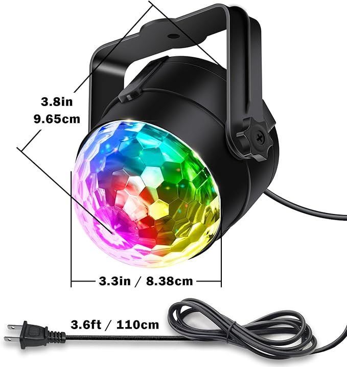 [2-Pack] Disco Ball Party Lights Sound Activated Remote Control, 12 Modes Stage Strobe DJ Lights for Christmas Party Decorations Stocking Stuffers White Elephant Gifts Birthday New Years Eve