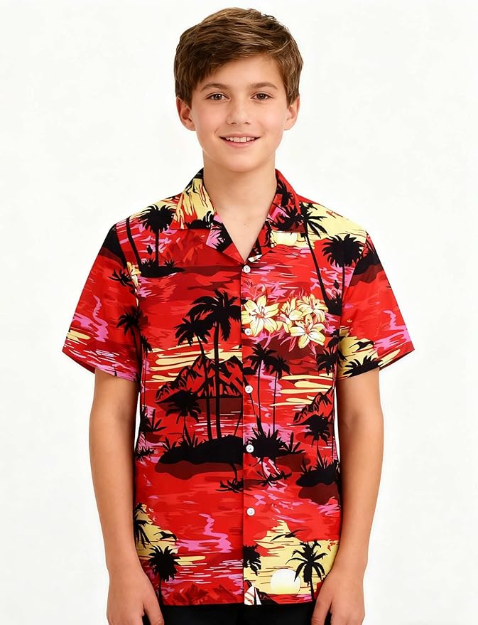 Cromoncent Matching Hawaiian Outfits for Family, Dad and Son Matching Luau Beach Tropical Shirts Mommy Daughter Tropical Sets