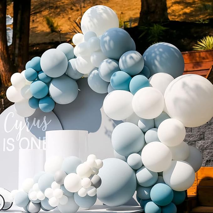 130pcs Dusty Blue Balloons Different Sizes 18" 12" 10" 5" Slate Blue Balloons for Boys Girls Baby Shower Wedding Anniversary Graduation Engagements Birthday Party Decorations