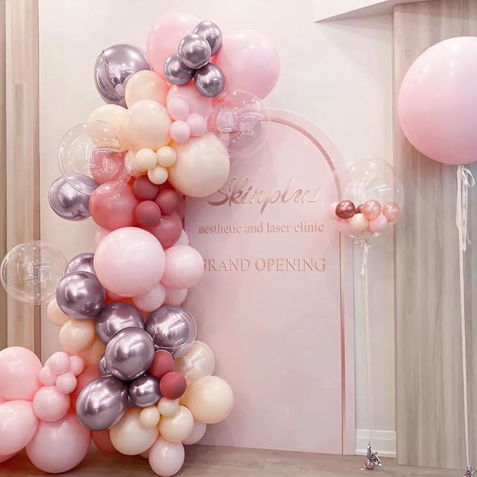 Dusty Pink Balloon Arch Kit, 166Pcs Pastel Nude Light Pink Metallic Balloons Garland for Wedding Bridal Baby Shower Princess Girl Women Birthday Party Decorations