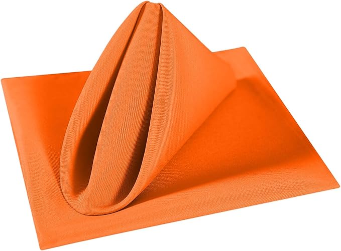 Cupuamon Cloth Napkins 20x20 inch Washable Polyester Dinner Napkins Soft Table Napkins for Wedding Party Dining Banquet(Orange,12PCS)