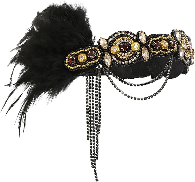 BABEYOND 1920s Flapper Accessories Gatsby Costume Accessories Set 20s Flapper Headband Pearl Necklace Gloves