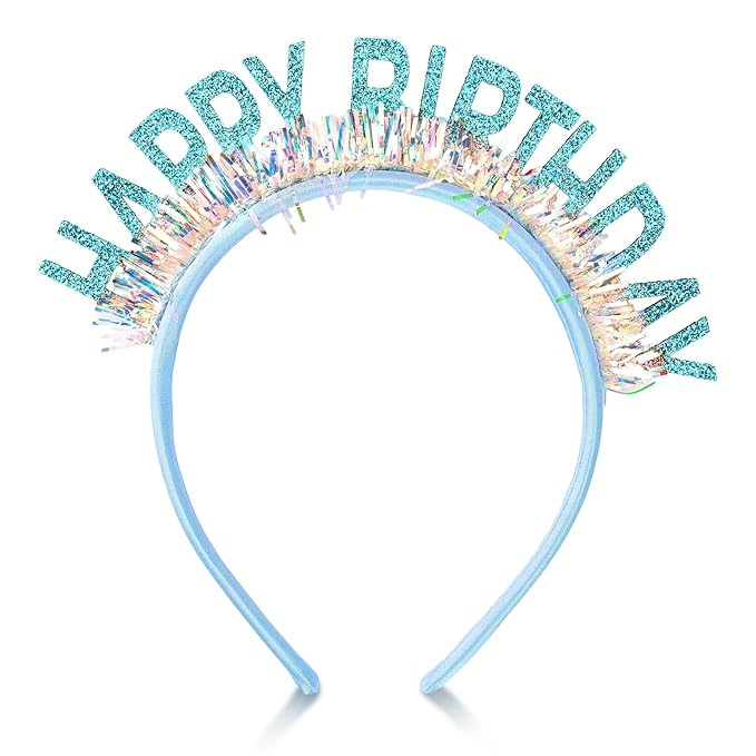 Birthday Headband Tiara, Happy Birthday Headband Tiara Accessories for Women, Blue Tiaras Crown Accessories Decorations Party Favors for Girl Princess