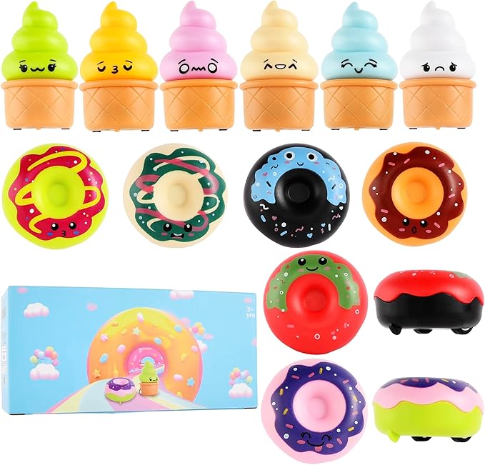 Small Pull Back Toy Cars Set,12 PCS Mini Racing Vehicles for Holiday Birthday Party Favors,Goodie Bag Stuffers,Classroom Prizes,Bulk Toys for Kids (Donut and Cupcake Design)