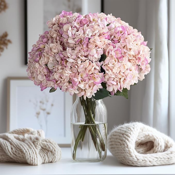 10PCS Faux Hydrangea Flower Hydrangea Artificial Flowers Hydrangea Bouquet Faux Flower Table Centerpieces for Home Wedding Bridal Bouquet Office Party DIY Floral Decor