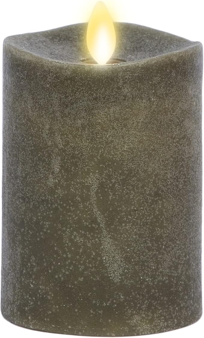 Luminara - Flameless LED Battery Operated Flickering Pillar Candles - Stone Grey - Pack of 1-3x4.5 - Realistic Moving Flame Real Wax Indoor/Outdoor