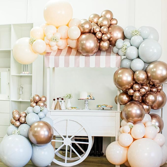 Labeol Rose Gold Balloons Different Sizes 139PCS 18/12/10/5 Inch Rose Gold Balloon Garland Arch Kit Quality Latex Balloons Decorations for Party Birthday Graduation Wedding