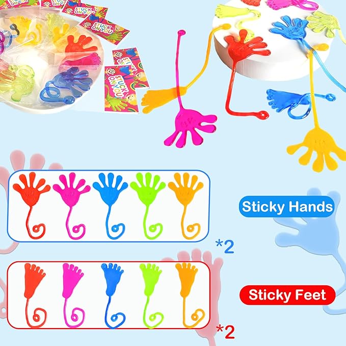 Large Sticky Hands & Feet Party Favors Supplies for Toddlers (20 PCS), Christmas Pinata Goodie Bag Stocking Stuffers Fillers for Kids,School Student Treats Treasure Box Prizes Toy Gifts for Boys Girls