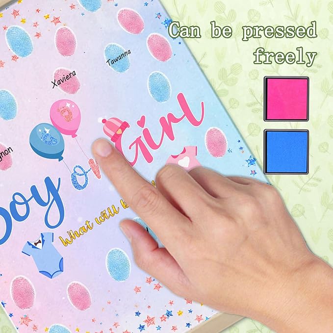 Baby Gender Reveal Decorations, Baby Shower Guest Book, Baby Shower Keepsake, Gender Reveal Party Decorations with Pink and Blue Mark
