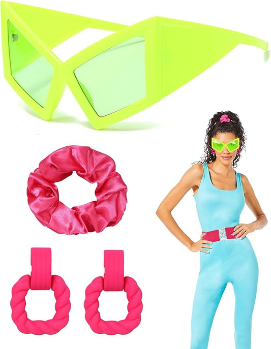 DANGCOS 80s Funny Glasses,Oversized Cat Eye Sunglasses Women,Max Face Width 5.9In Disco Accessories