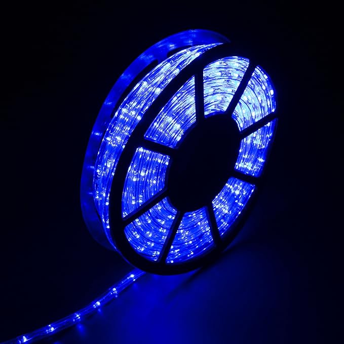 50ft Outdoor LED Rope Lights 540 Connectable Flexible Tube Lights, IP65 Waterproof Rope Lighting for Garden Patio Pool Bedroom Party Christmas Halloween Holiday Indoor/Outdoor Decoration, Blue