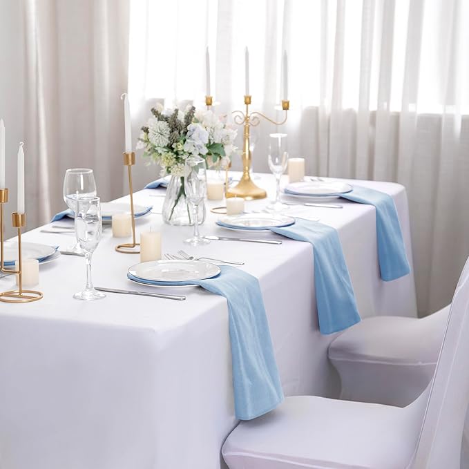 50pcs Polyester Cloth Napkins - 20 x 20 inch Blue Mist Dinner Washable Napkins with Hemmed Edges for Restaurant/Wedding/Hotel(50,Blue Mist)