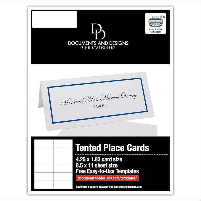 Single Line Border Printable Place Cards, Royal Blue (Choose Color), Set of 60 (10 Sheets), Laser & Inkjet Printers - Wedding, Party, Dinner, and Special Events - Made in the USA