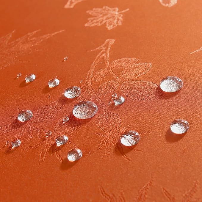 MATIRUG Fall Thanksgiving Table Cloth for Rectangle Table 60X102 inches,Waterproof Wrinkle Free Soft Autumn Jacquard Tablecloth for Harvest Holiday, Burnt Orange/Rusty