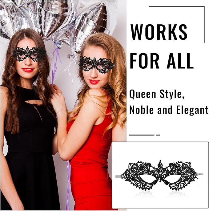 Erythem Masquerade Mask for Women, Venetian Lace Masquerade Mask for Halloween Mardi Gras Costume Party, Fit for Adult