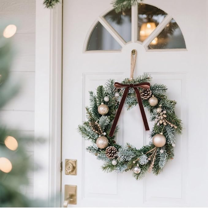 Yilloog 90 Yards Christmas Velvet Ribbon Vintage Satin Fabric Velvet Ribbon Roll for Christmas Tree Ornaments Decoration Gift Wrapping Bow DIY Crafts(Brown,3/8 Inch/ 1 Inch/ 2 Inch)