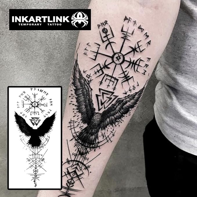 INKARTLINK Semi Permanent Tattoos, realistic tattoos, tattoos for domineering men, waterproof, non-reflective, cruelty-free, exquisite packaging, unique design (evil symbol)